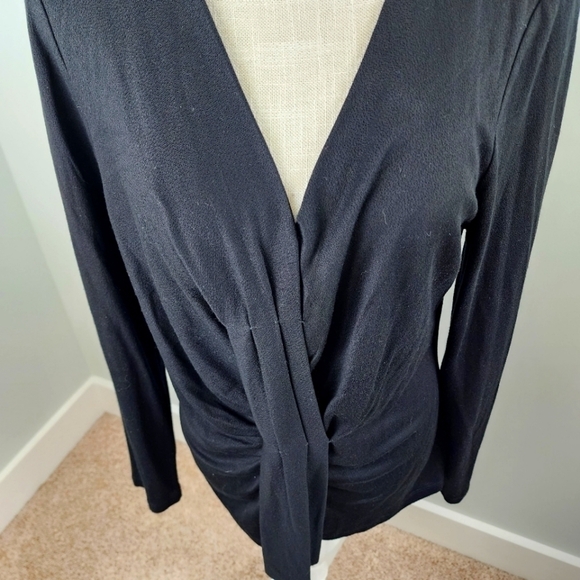 Etcetera Women’s Long Sleeve Twist Front V Neck Blouse Top Black Size Large - Picture 4 of 9